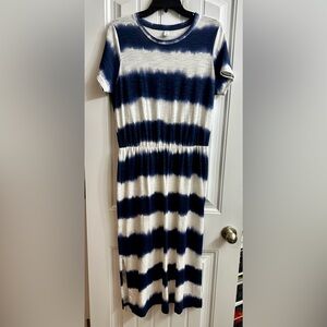 Old Navy Waist Defined Tie-Dye Stripe Midi Dress - L